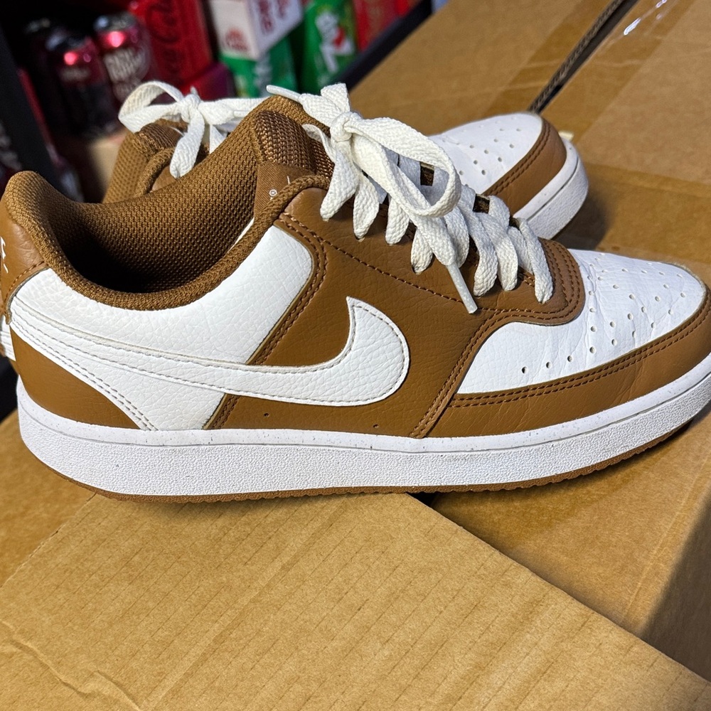 Nike White and Brown Athletic Shoes